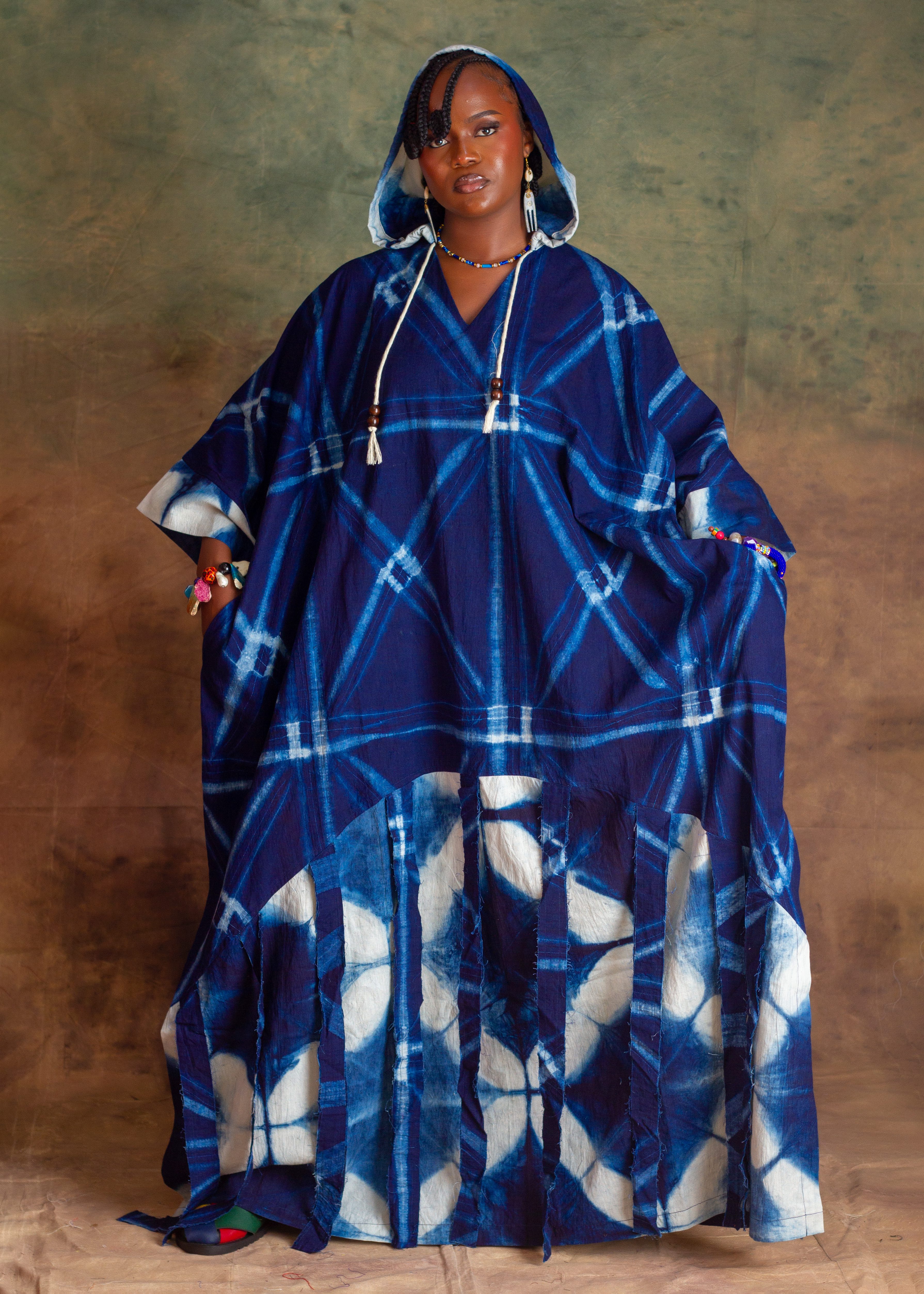 INDIGO HOODED AGBADA - Image 2
