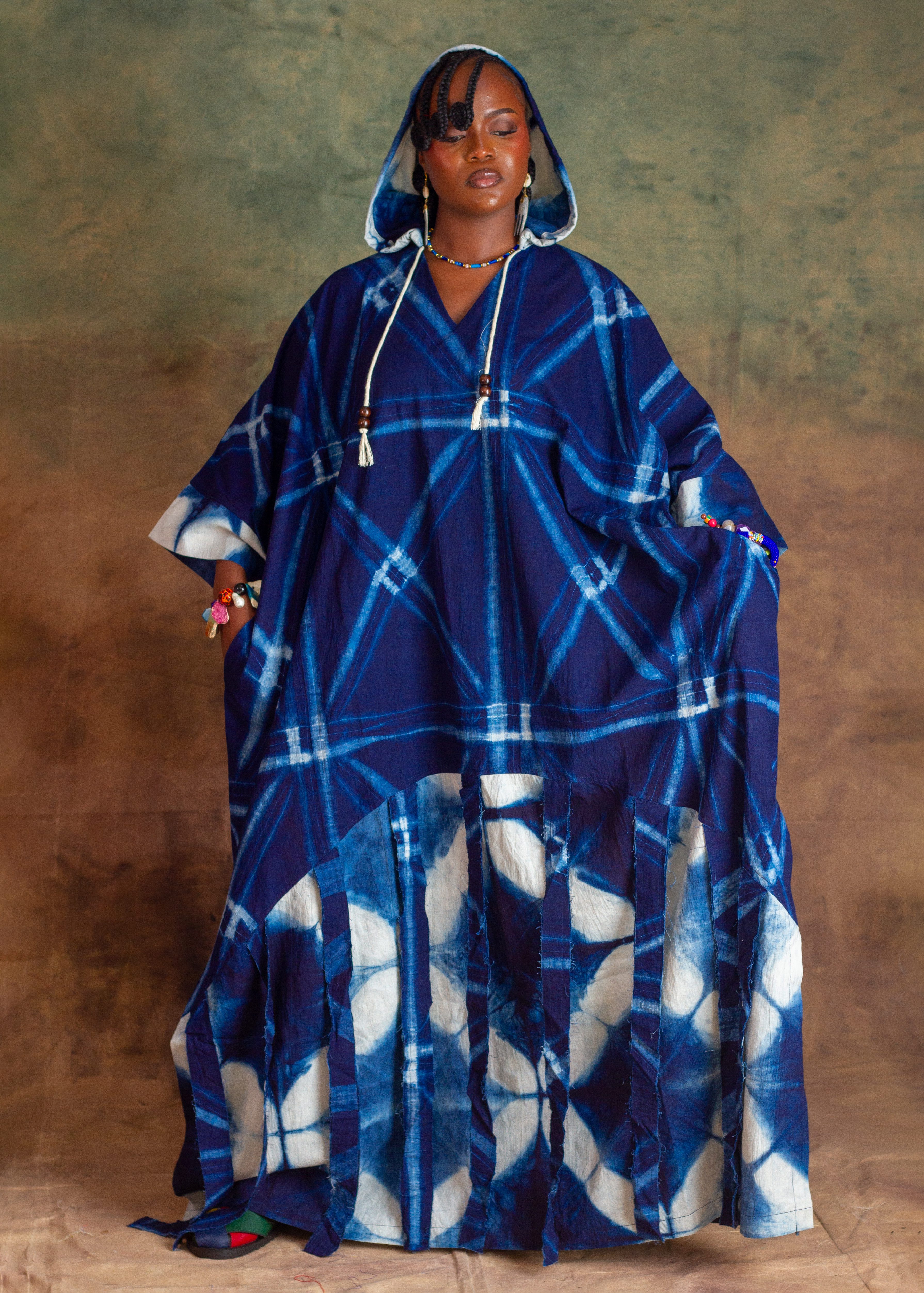 INDIGO HOODED AGBADA