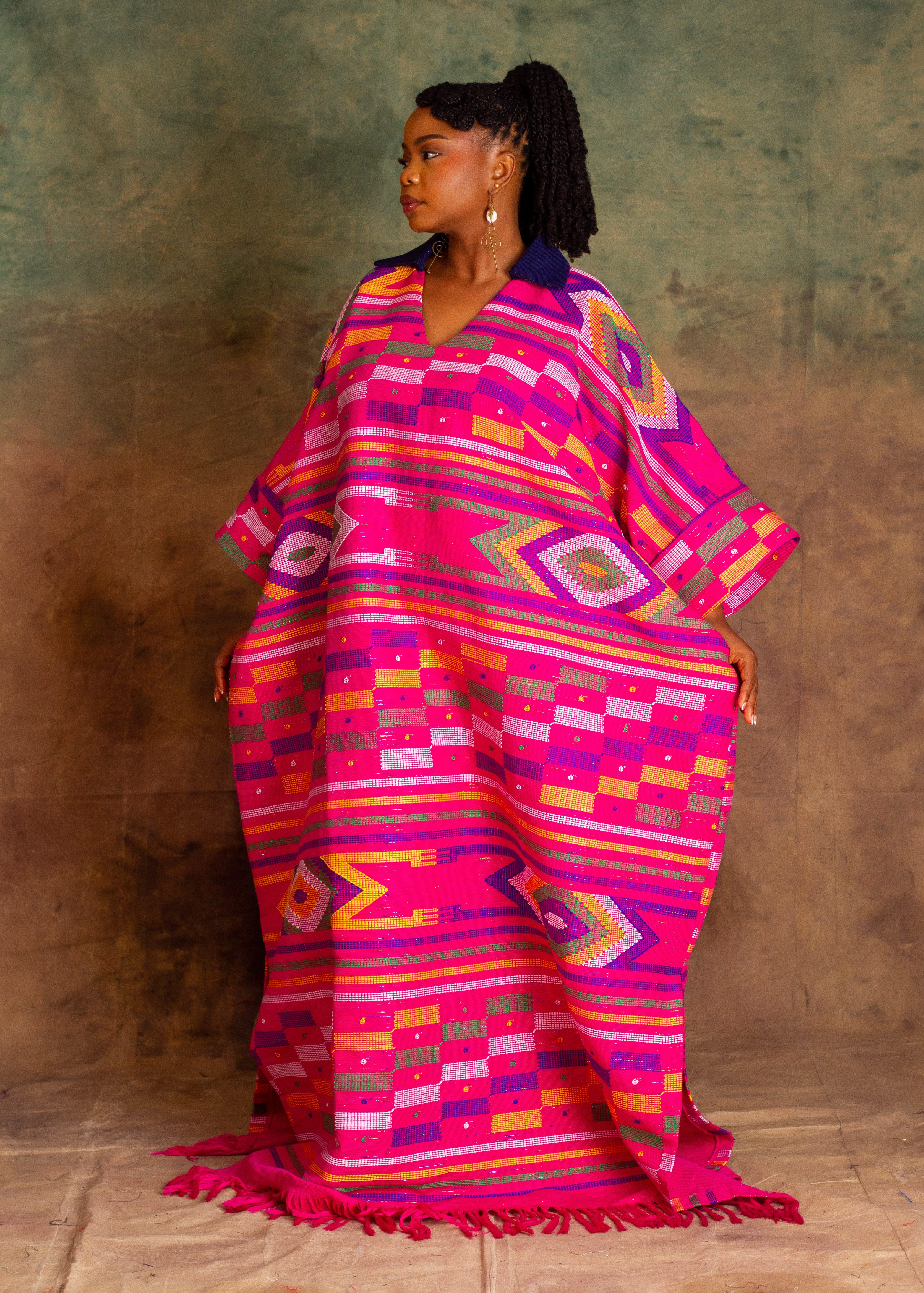 AKU HANDWOVEN KAFTAN – PINK