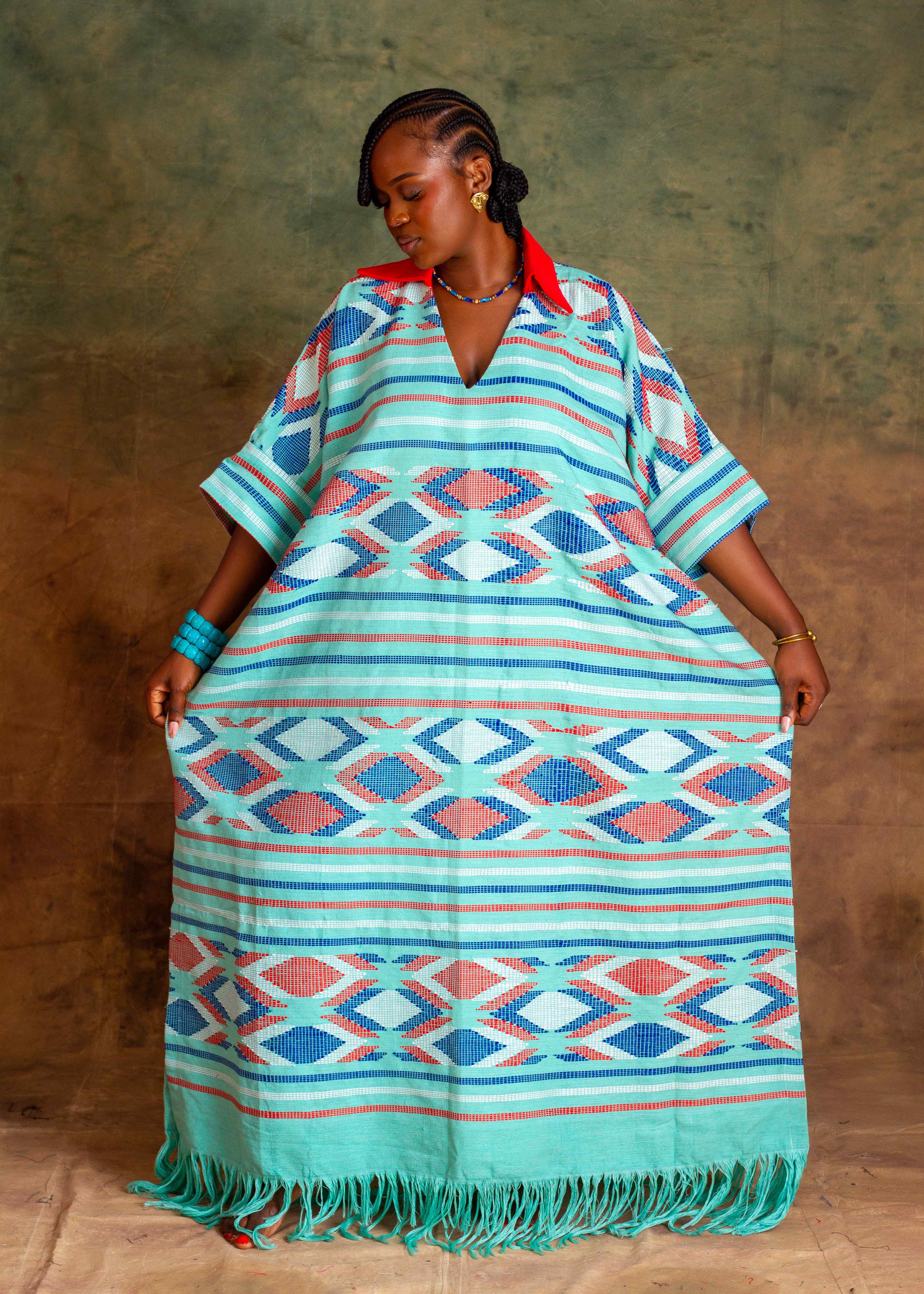 AKU HANDWOVEN KAFTAN – MINT