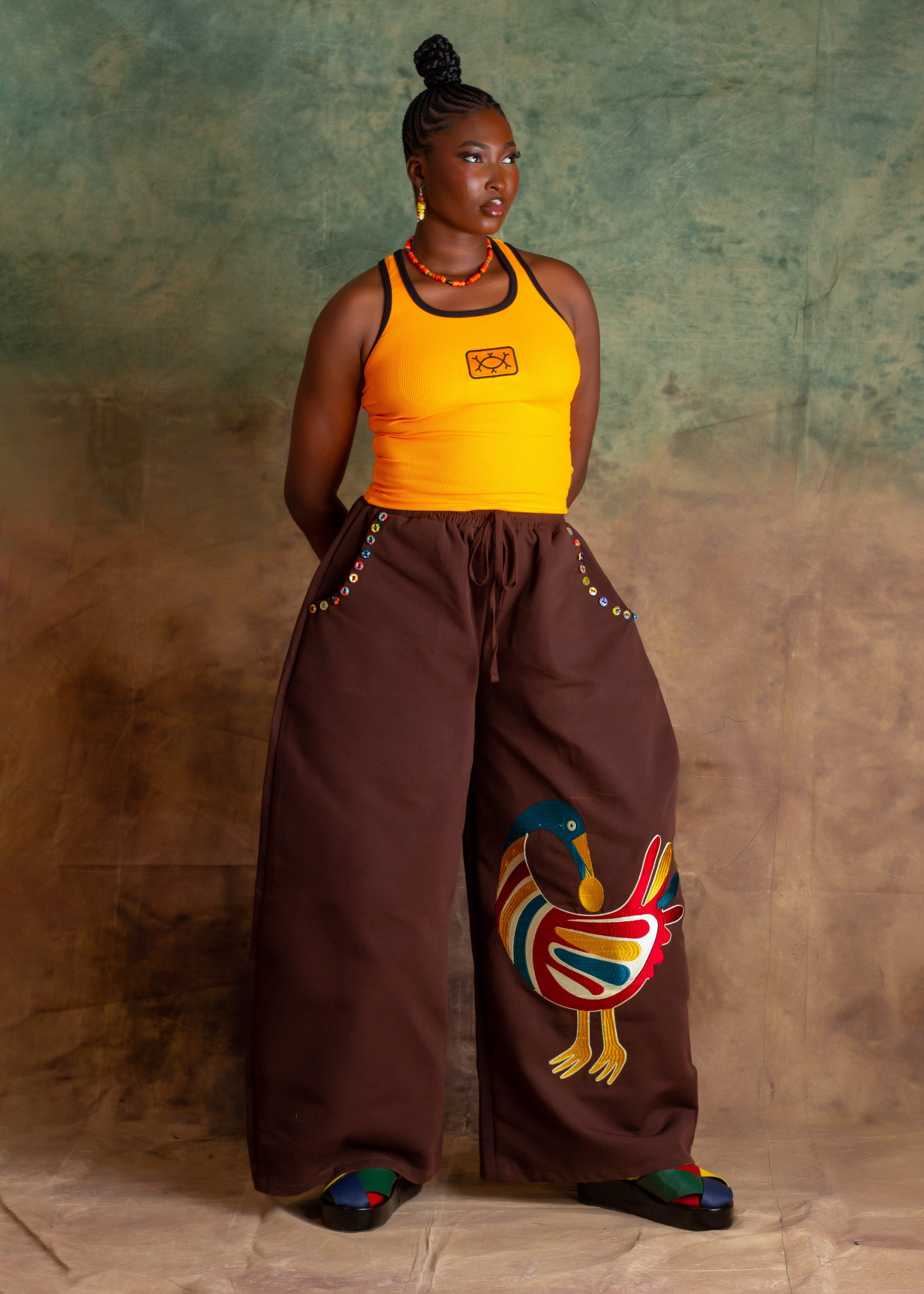 SANKOFA PANTS – COFFEE BROWN